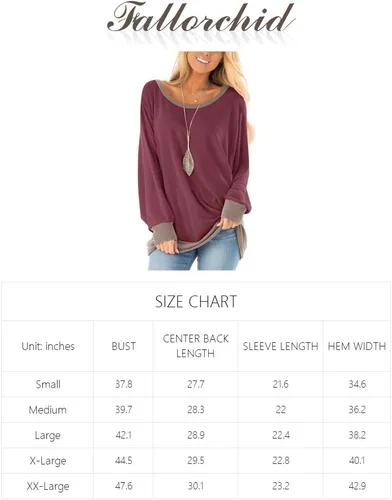 Vista 6 de Fallorchid - Camisetas de manga larga para mujer, cuello redondo, casual, con bloques