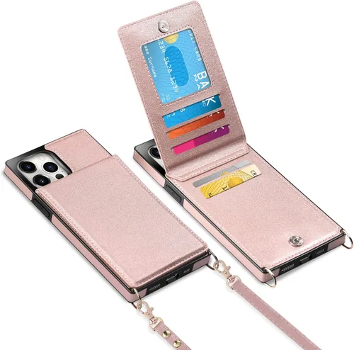 Vista 46 de Vofolen - Funda tipo cartera para iPhone 11 con tarjetero y bloqueo RFID, color negro Crossbody Adjustable Strap Purse Magnetic Clasp Heavy Duty