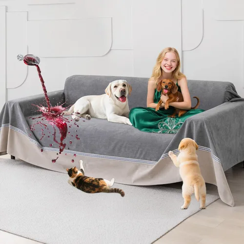 Vista 15 de Loiion Funda impermeable para sofá de perro 100% de doble cara - antideslizante, a prueba de fugas, protectores de sofá para mascotas para Almendra