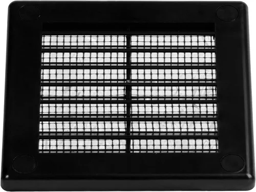 Vista 8 de Paquete de 2 cubiertas cuadradas de ventilación de aire de 4" x 4" (tamaño exterior) - Deflector de ventilación de plástico negro - Malla