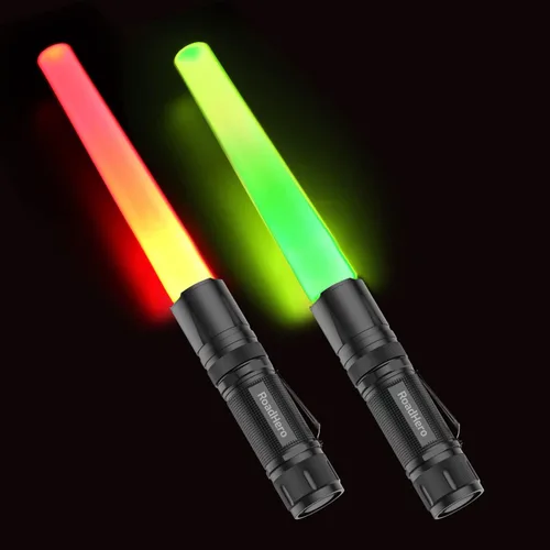 Vista 9 de RoadHero Paquete de 2 linternas LED multicolor de 12 pulgadas para control de tráfico, 4 colores en 1, luz de señal de seguridad para versión