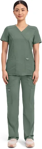 Vista 5 de Workwear Revolution WW610 - Ropa quirúrgica con estilo cruzado falso para mujer, elástica, suave y de fácil cuidado
