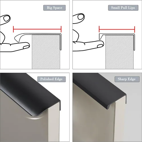 Vista 3 de JOOJA Juego de 10 tiradores con borde de dedo de estilo moderno para muebles y cajones, tiradores ocultos para gabinetes y cocina, perillas, negro