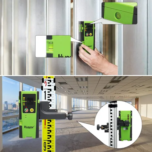 Vista 6 de Huepar Detector láser LR-6RG para nivel láser, compatible con niveles láser Huepar y Pro con solo modo de pulso, receptor láser de detección
