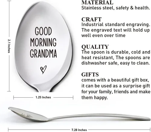 Vista 2 de Good Morning - Cuchara para abuela, regalo de cumpleaños para el Día de la Madre, Acción de Gracias, Navidad para la mejor abuela, regalos para mamá