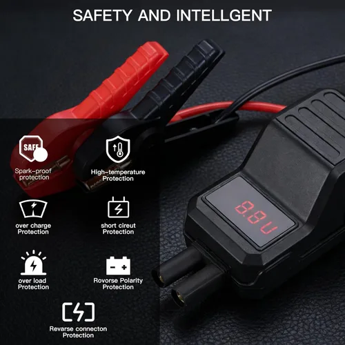 Vista 5 de MEGAWISE Cable de Arranque Inteligente Abrazadera Reforzadora de Batería de Servicio Pesado con Protección de Seguridad e Indicador LED