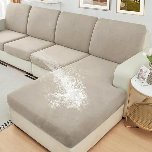 Vista 16 de NAISI Fundas de cojín impermeables de tela de terciopelo grueso lavable, 1 pieza, fundas individuales para sofá modular con parte inferior elástica