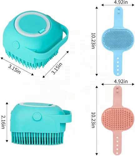 Vista 6 de Comotech Cepillo de aseo para perros 3 en 1 Cepillo de champú y estropajo con mango ajustable para perros y gatos de pelo corto y largo