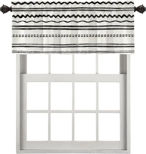 Vista 169 de Cortinas opacas de poliéster multicapa para cafetería, con diseño de diamantes, 2 unidades, 26 x 24 pulgadas