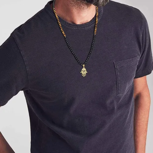 Vista 2 de COAI Collar de Mala con cuentas de piedra de mano Hamsa 108