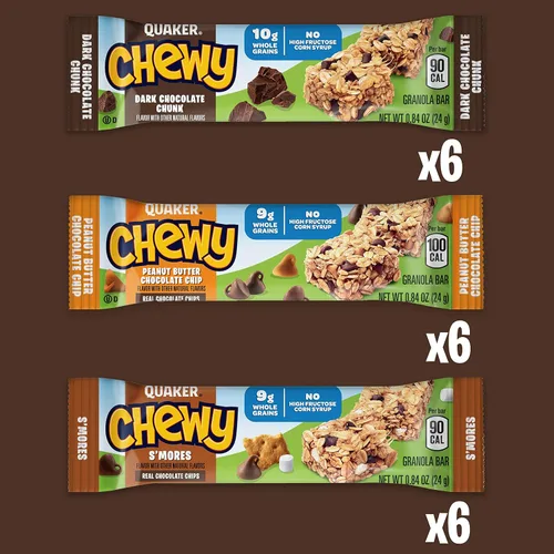 Vista 2 de Quaker Barras de Granola Crujientes, Paquete Variado, contiene 18