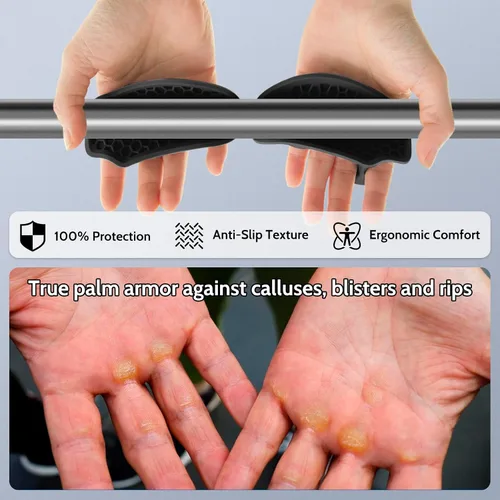 Vista 3 de Guantes de levantamiento de pesas para hombres y mujeres: Guantes de goma para gimnasio, levantamiento de pesas, agarre antideslizante