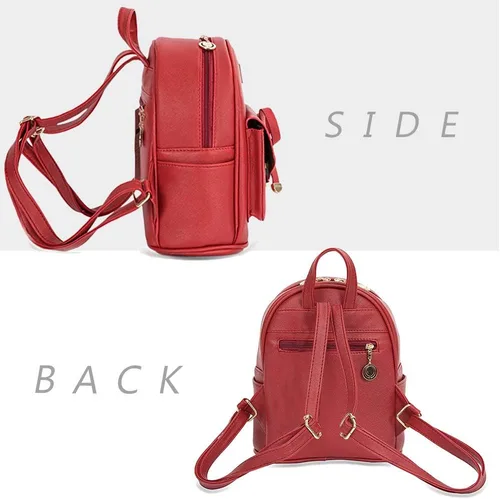 Vista 2 de Bonita mochila de piel con lazo para mujer