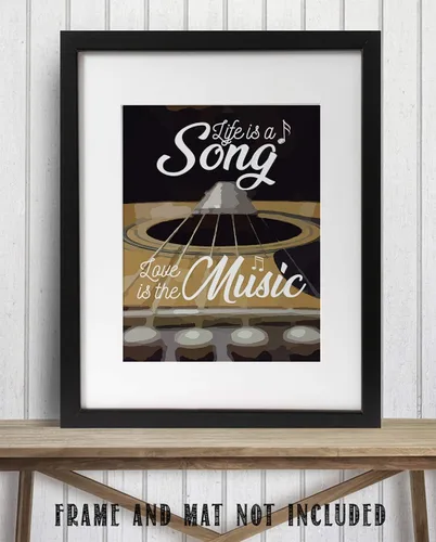 Vista 8 de Life Is a Song, Love the Sound – Inspirational Quote Poster, 11x14 Unframed Art Print with Instrument Illustration, Motivational Wall Decor for