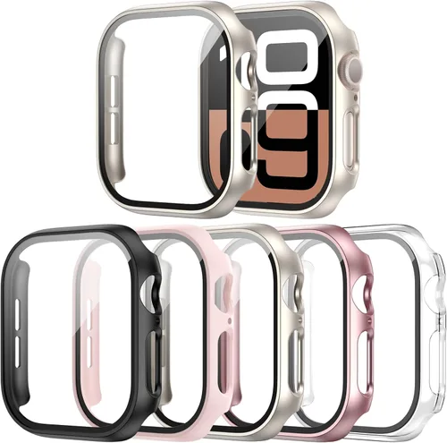 Vista 16 de Paquete de 16 fundas rígidas de PC para Apple Watch de 38 mm Series 3 2 con protector de pantalla de vidrio templado, cubierta protectora 16