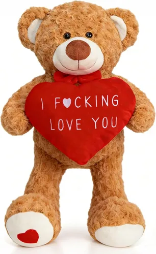 Vista 7 de HollyHOME Oso de peluche de San Valentín de 24 pulgadas con corazón rojo, regalo de San Valentín para ella, novia, novio, amante, color marrón