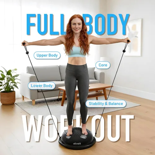 Vista 2 de ATIVAFIT Pelota de equilibrio, media pelota de ejercicio, entrenador de equilibrio, pelota de yoga inflable para entrenamientos de gimnasio en casa