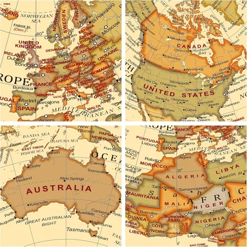 Vista 7 de Globo Antiguo Diámetro 5.5 pulgadas / 14cm - Educativo/Geográfico - Mapa en Inglés