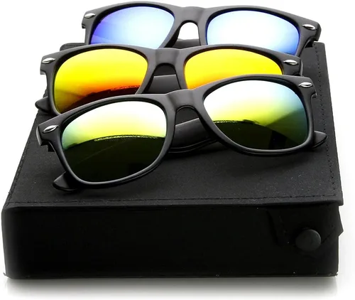 Vista 7 de zeroUV Gafas de sol de estilo con borde de cuernos grandes de la lente del color del flash reflexivo mate plano