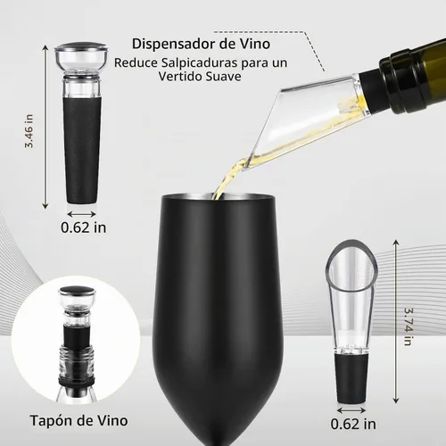 Vista 7 de Lifecapido Paquete de 2 copas de champán de acero inoxidable, copas de champán irrompibles de 8 onzas, elegantes copas de champán de acero Negro