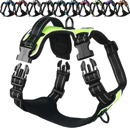 Vista 24 de Vivaglory - Arnés de arnés para perro sin tirones, XS, color negro, estampado with Handle Front and Back Clip for Training & Pulling, No Pull &