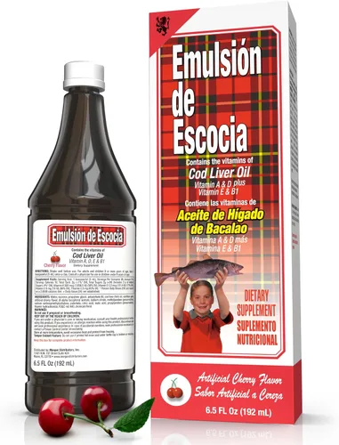 Vista 10 de Emulsion de Escocia Aceite de hígado de bacalao con sabor a flan, paquete de 1 (6.5 onzas líquidas, 6.5 fl oz), Omega-3 con vitaminas A y D
