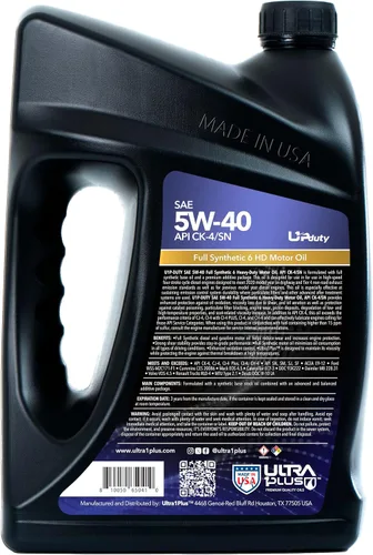 Vista 2 de ULTRA 1PLUS SAE 5W-40 Aceite de Motor Diésel Completamente Sintético de Servicio Pesado - Aceite de Motor 5W 40 API CK-4/SN (1 Galón)
