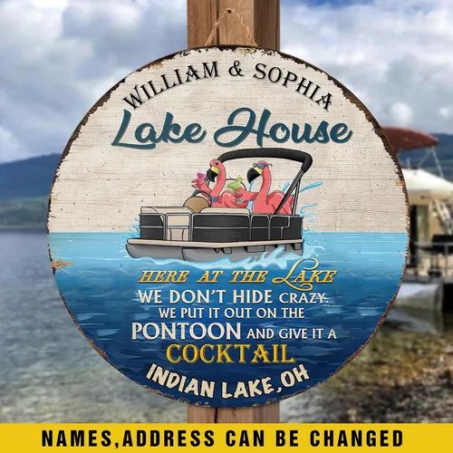 Vista 3 de V VIBEPY Letreros personalizados de Lake House, Life Is Better When Spent With Family and Friends de 8, 12, 14, 18 pulgadas, letreros impresos