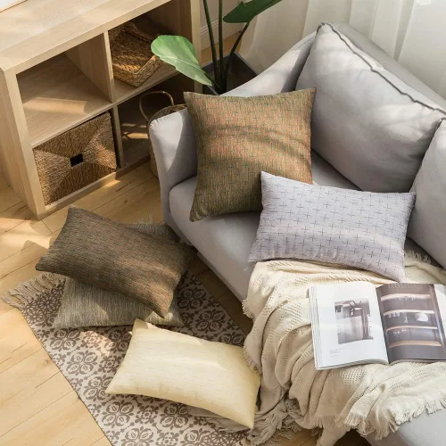 Vista 153 de MIULEE - Juego de 2 fundas de almohada decorativas de lino de arpillera navideñas, modernas, estilo campestre, rústicas, tejidas, con textura