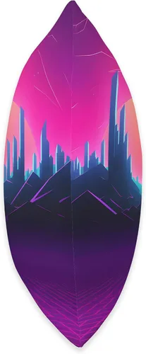 Vista 2 de PP Accessories Synthwave City Retrowave 80s Vaporwave Throw Pillow, 16x16, Multicolor