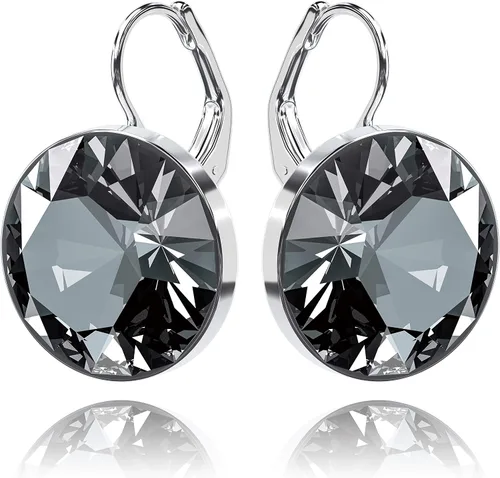 Vista 12 de Hermosos aretes solitarios para mujer - Adornos con cristales austriacos, cierre de palanca, perfectos para cualquier ocasión, regalos ideales