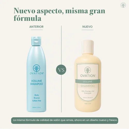 Vista 2 de Ovation Hair Champú Volumen – Para un color duradero – 12 oz – Ayuda a iluminar e hidratar el cabello teñido – Para cabello teñido – Con salvado