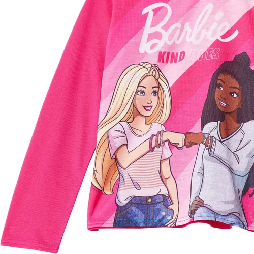 Vista 4 de Barbie Conjunto de ropa de dormir para niñas y pantalones de pijama para niñas de 4 piezas