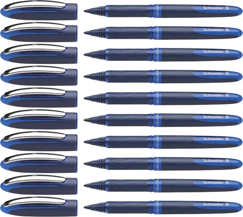 Vista 12 de Schneider One Business - Bolígrafo de punta rodante, punta ultra suave de 0,6 mm, barril azul, tinta negra, caja de 10 bolígrafos (183001)