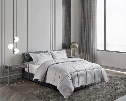 Vista 2 de Blue Ridge Home Fashions Kathy Ireland-Essentials - Juego de edredón reversible de 3 piezas de microfibra con diseño de damasco, color chocolate