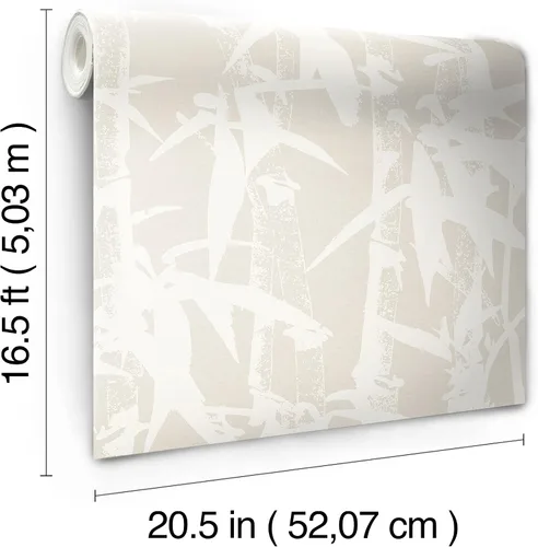 Vista 5 de RoomMates RMK12078WP - Papel pintado moderno de bambú para despegar y pegar, color marrón Beige Bronceado
