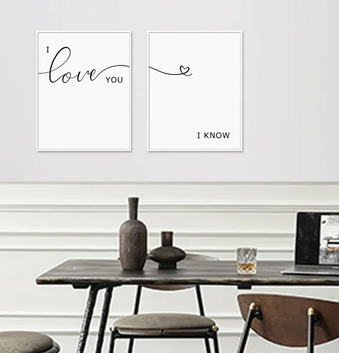 Vista 5 de I Love You I Know, decoración sobre la cama, juego de 2 impresiones, arte sobre la cama, letreros sobre la cama, impresión romántica con cita sobre