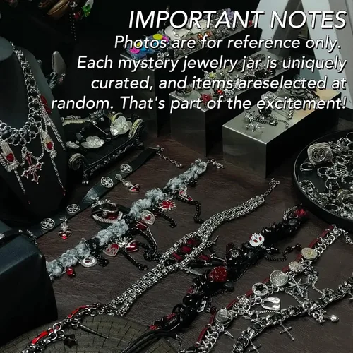 Vista 6 de SMUOBT Gothic Mystery Jewelry Jar, Random Goth Jewelry Set for Women Negro rojo