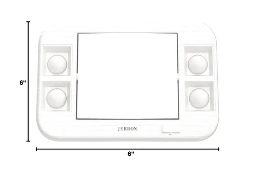 Vista 10 de JERDON Espejo de maquillaje de dos caras con luces, espejo de tocador con aumento 5X e iluminación sin reflejos de dos ajustes, base blanca