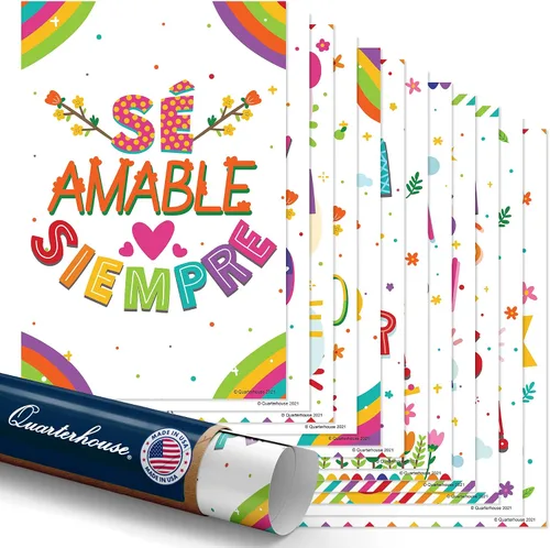 Vista 12 de Quarterhouse Paquete de 10 carteles motivacionales en español (ilustrados), materiales de aprendizaje en el aula de español para estudiantes