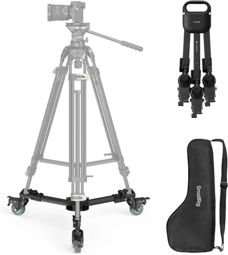 Vista 10 de SmallRig Carrito/Dolly Universal para Trípode de Fotografía, Resistente con Ruedas de Goma de 3", Patas Ajustables y Bolsa de Transporte, Capacidad