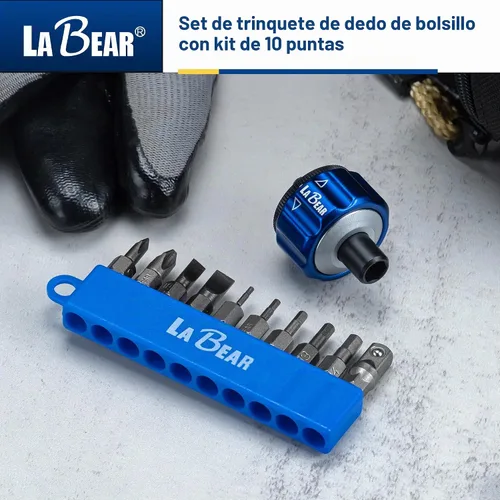 Vista 8 de LABEAR Kit de trinquete de palma DR de 11 piezas, 1/4 pulgadas, mini trinquete de dedo, llave de engranaje, puntas de destornillador con Philips