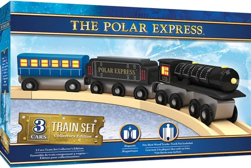 Vista 4 de MasterPieces The Polar Express Train – Juego de Motor y Furgón de Cola de Madera Edición de Coleccionista de 2 Piezas – Conexión Magnética