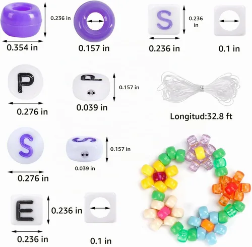 Vista 2 de QUEFE Kit de pulseras de 4680 piezas de cuentas de pony para hacer pulseras de amistad, juego de 120 colores de cuentas Kandi para hacer joyas, 3840