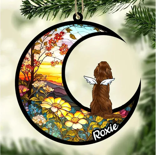 Vista 24 de LOVELYPOD Adorno de Navidad personalizado para perro Basset Hound (marrón) Basset Hound (marrón) adorno para atrapasoles de perro, razas de perros