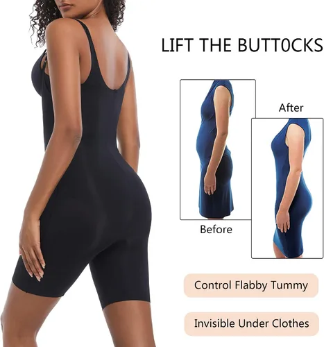 Vista 4 de KKP Thinstincts 2.0 Tummy Control Shapewear Women's Seamless Bodysuit Mid-Thigh Shapewear Shorts
