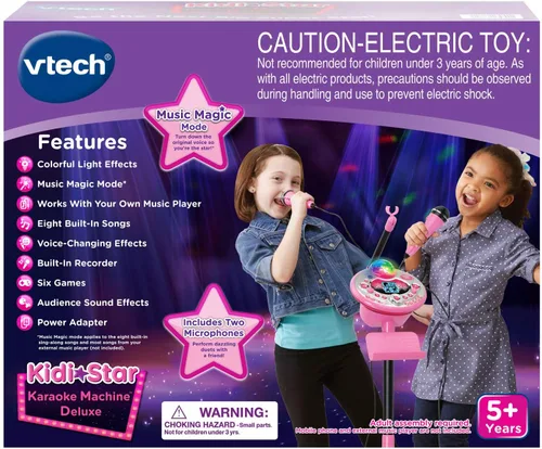 Vista 7 de VTech Kidi Star - Máquina de karaoke de lujo, 2 micrófonos con adaptador de CA, color rosa