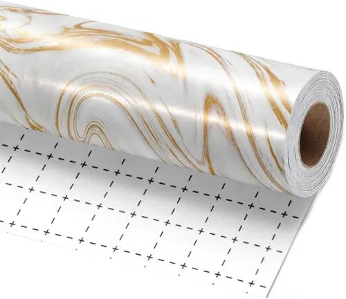 Vista 9 de LaRibbons - Papel de regalo reversible de aluminio - Diseño geométrico azul marino y plateado, 17 pulgadas x 33 pies. Envoltorio de regalo metálico