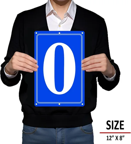 Vista 3 de Premium Aluminum Number Signs, Metal 12" X 8" Blue Numbered Sign Outdoor for Parking Lots, Floor, Dock, Court, Aisle, Field, High Visibility, No