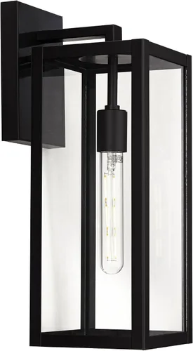 Vista 7 de John Timberland Titan - Juego de 2 lámparas de pared modernas para exteriores, marco rectangular negro místico, paneles de vidrio transparente de 17